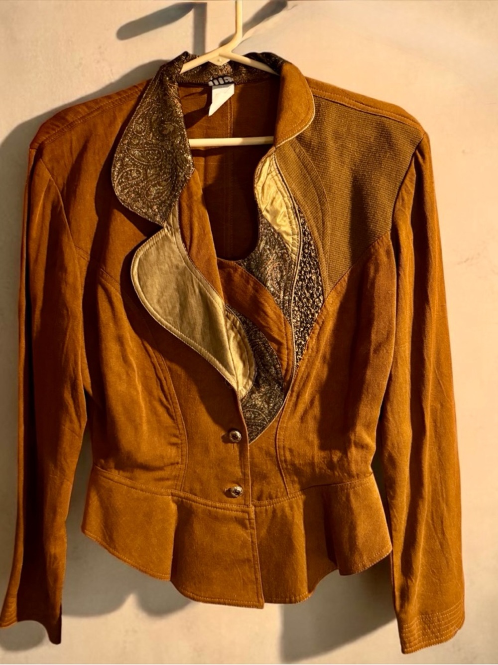 Vintage 80s women’s blazer jacket asymmetrical artsy avant-garde Brown M, S